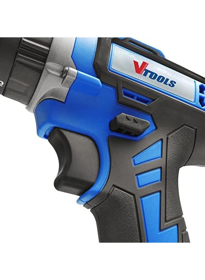 VTOOLS 20V Cordless Impact Drill With 2 Batteries And 1 Fast Charger 2 Variable Speed 10Mm Keyless Chuck 18 Plus 1 Torque Setting Bmc Case Vt1211 - Image 4