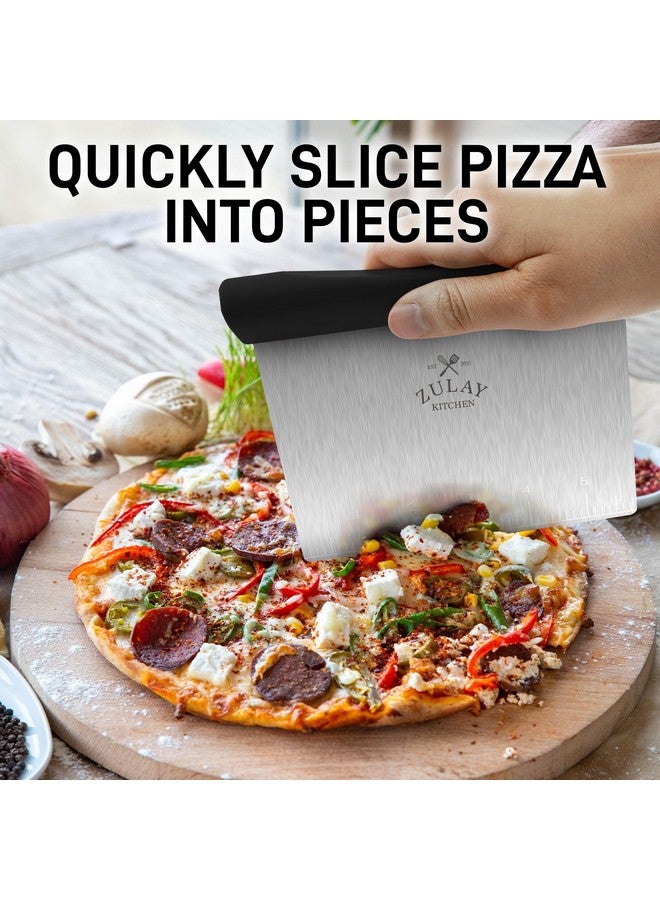 Zulay Kitchen Zulay Premium Multi-purpose Stainless Steel Bench Scraper & Chopper, Easy to Read Etched Markings for Perfect Cuts, Quick & Easy Multi-use Dough Scraper, Dough Cutter & Pastry Scraper (Black) - Image 3