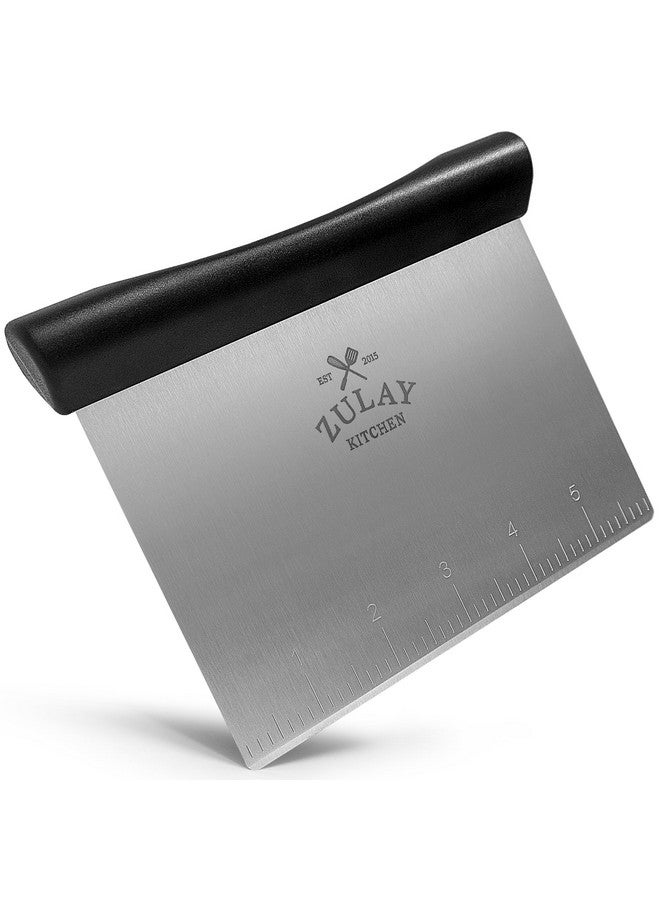 Zulay Kitchen Zulay Premium Multi-purpose Stainless Steel Bench Scraper & Chopper, Easy to Read Etched Markings for Perfect Cuts, Quick & Easy Multi-use Dough Scraper, Dough Cutter & Pastry Scraper (Black) - Image 1