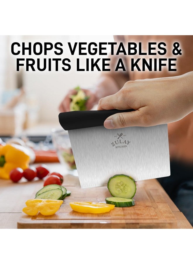 Zulay Kitchen Zulay Premium Multi-purpose Stainless Steel Bench Scraper & Chopper, Easy to Read Etched Markings for Perfect Cuts, Quick & Easy Multi-use Dough Scraper, Dough Cutter & Pastry Scraper (Black) - Image 4