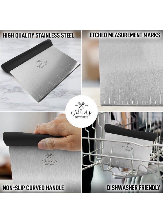 Zulay Kitchen Zulay Premium Multi-purpose Stainless Steel Bench Scraper & Chopper, Easy to Read Etched Markings for Perfect Cuts, Quick & Easy Multi-use Dough Scraper, Dough Cutter & Pastry Scraper (Black) - Image 5