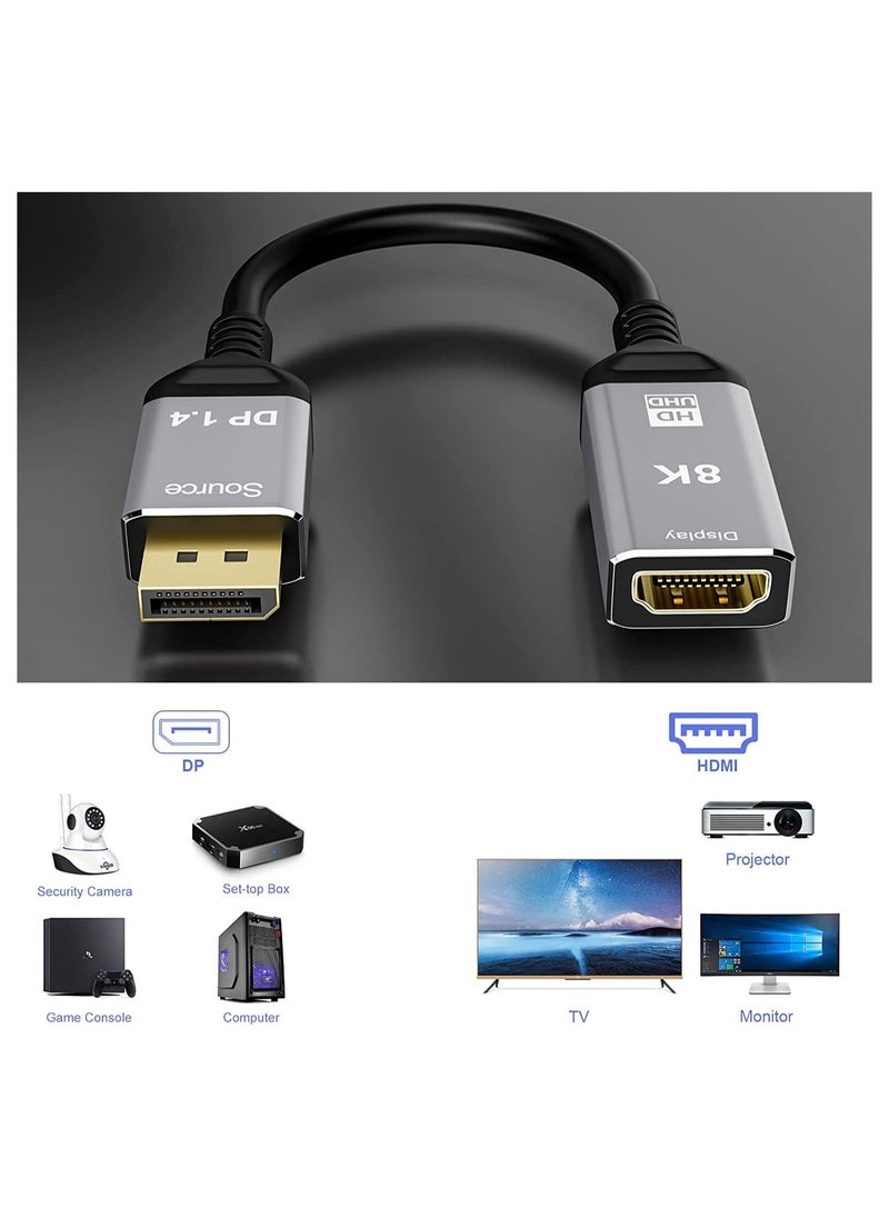DisplayPort 1.4 to HDMI 2.1 Ultra HD 8K Male to Female Cable 0.25m Converter 8K@60Hz 4K@120Hz Directional Compatible with DisplayPort PC and HDMI Displays Tvs  - Image 5
