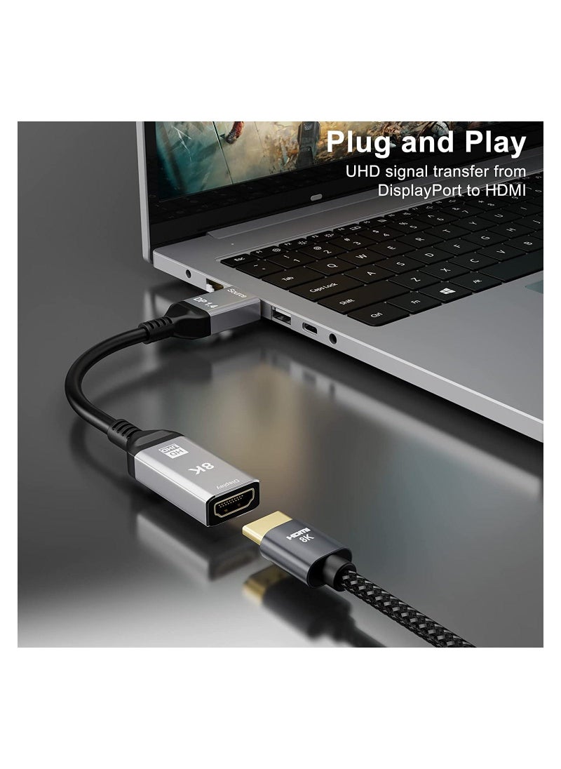 DisplayPort 1.4 to HDMI 2.1 Ultra HD 8K Male to Female Cable 0.25m Converter 8K@60Hz 4K@120Hz Directional Compatible with DisplayPort PC and HDMI Displays Tvs  - Image 2