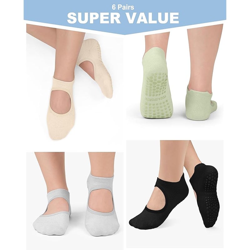 BLONGW Grip Pilates Socks for Women, Non-Slip Yoga Athletic Socks for Barre Ballet Barefoot Workout Hospital - Image 3