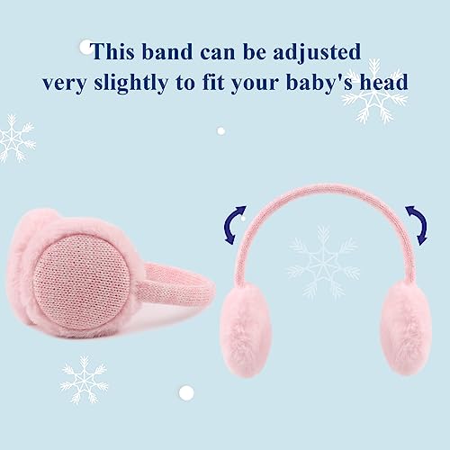 Pesaat Winter EarMuffs for Kids Outdoor Boys Knitted Ear Cover Plush Toddler Girls Ear Warmer 3-8 Years (Pink) - Image 3