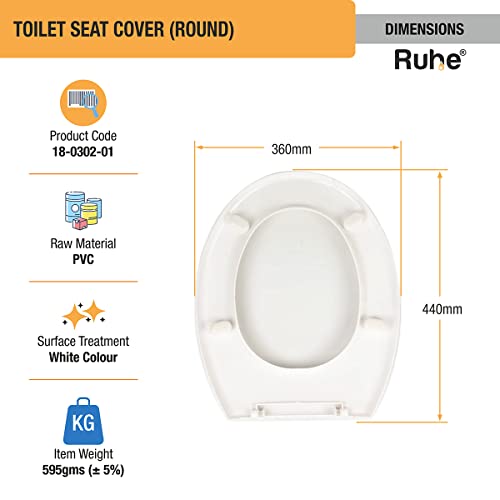 Ruhe® Super Round Toilet Seat Cover - White | PVC Cover for Western Toilet Seats | Commode Cover with Sleek Design & Easy Installation - Image 4