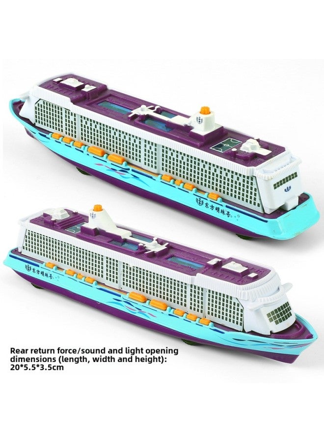 Eter Love Cruise Ship Alloy Model Yacht Simulation Ship Toy Sightseeing Ship Acousto-optic Back Force 1713B Box-Color:Blue  - Image 1