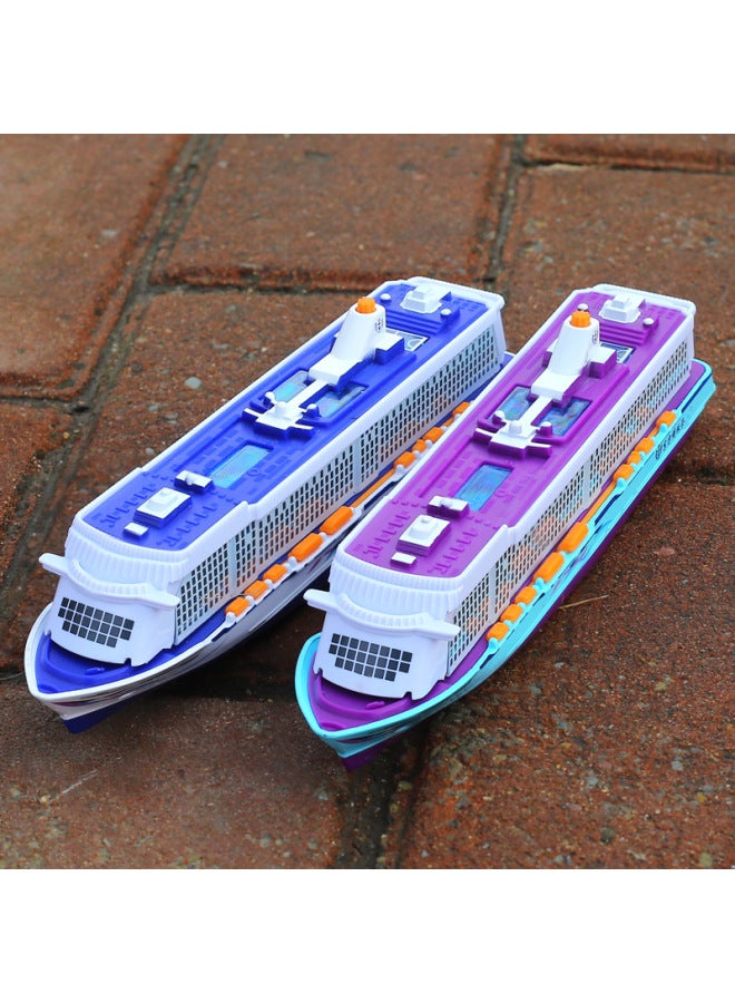 Eter Love Cruise Ship Alloy Model Yacht Simulation Ship Toy Sightseeing Ship Acousto-optic Back Force 1713B Box-Color:Blue  - Image 2