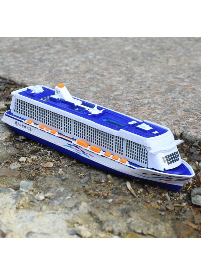 Eter Love Cruise Ship Alloy Model Yacht Simulation Ship Toy Sightseeing Ship Acousto-optic Back Force 1713B Box-Color:Blue  - Image 3