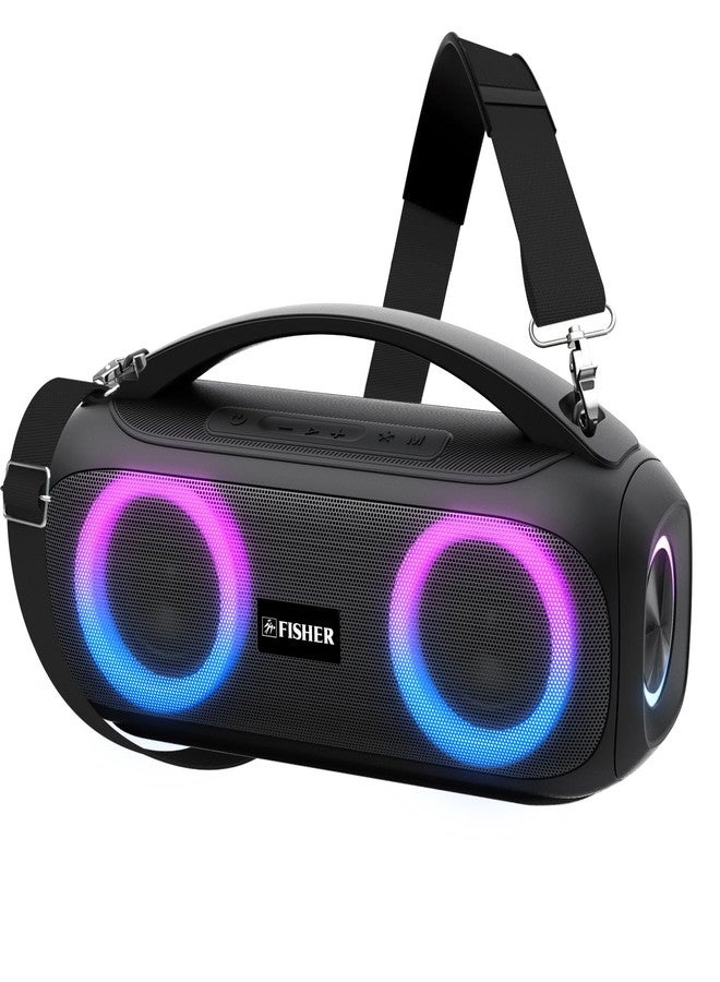 Fisher Portable Bluetooth Speaker IPX5 Water Resistent Speaker, 60W Peak Power Bluetooth Stereo Boombox HD Sound, 3H Playtime, LED Lights, TWS, BT5.3, FM Radio, AUX, Wireless Electronic Home Outdoor - Image 1