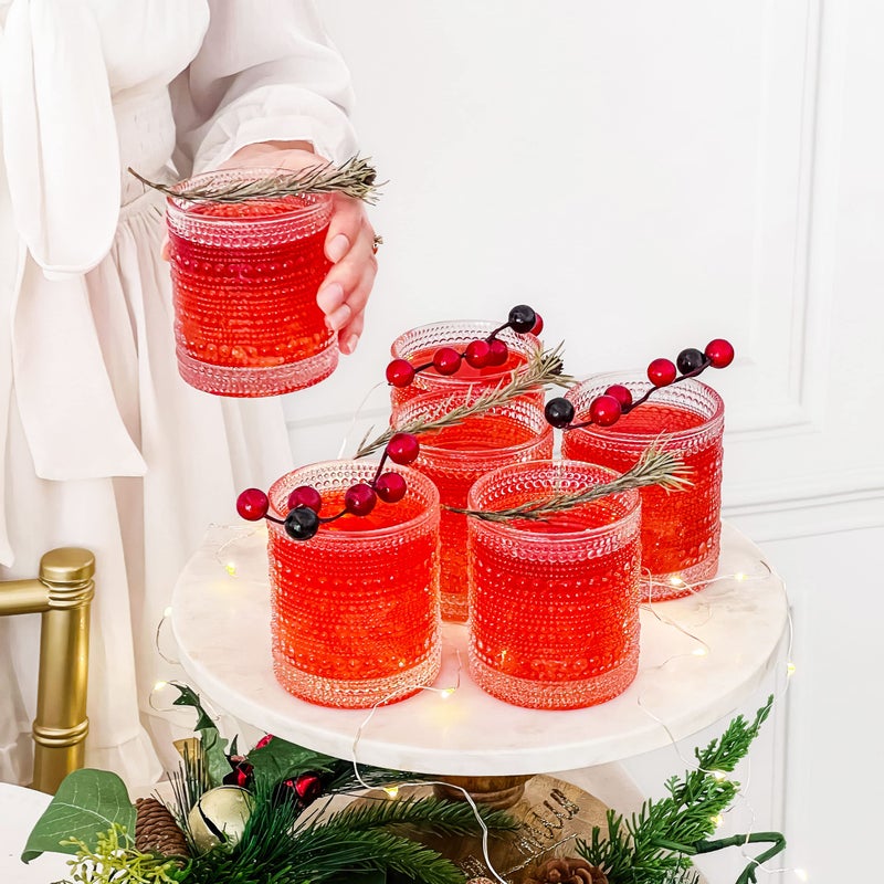 Kate Aspen Beaded Drinking Glasses Set of 6, 10 oz Retro Vintage Glassware - Boho Cocktail Water Juice Glasses, Hostess or Housewarming Gift - Image 4