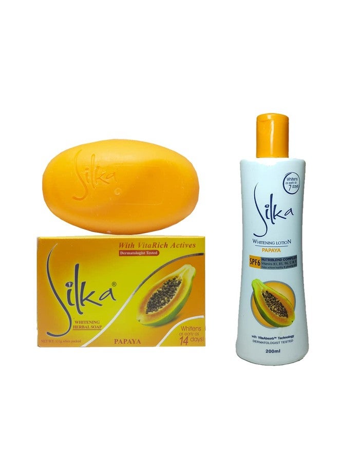 Silka Papaya Skin Whitening set (lotion & soap) - Image 2