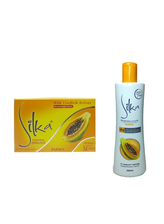 Silka Papaya Skin Whitening set (lotion & soap) - Image 1