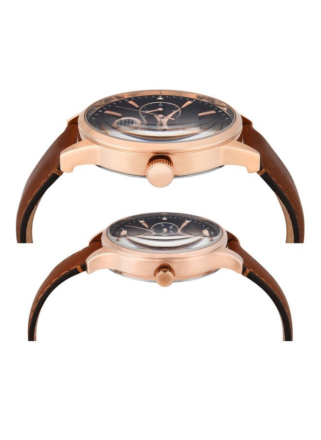 تيميكس ساعة TIMEX جلدية للجنسين بمينا دائرية متعددة الوظائف باللون الأزرق - Tw00Pr302  - Image 4