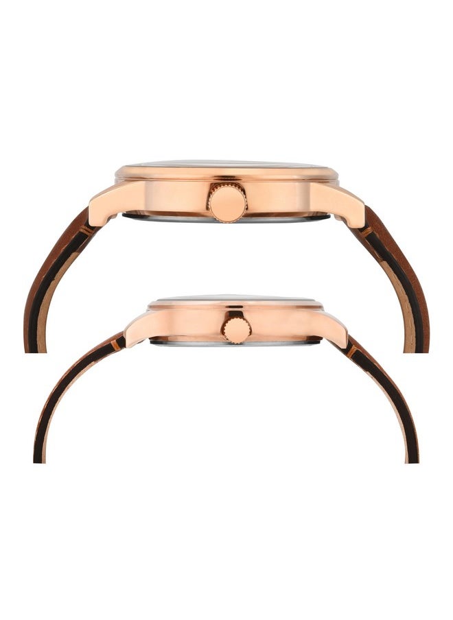 تيميكس ساعة TIMEX جلدية للجنسين بمينا دائرية متعددة الوظائف باللون الأزرق - Tw00Pr302  - Image 3