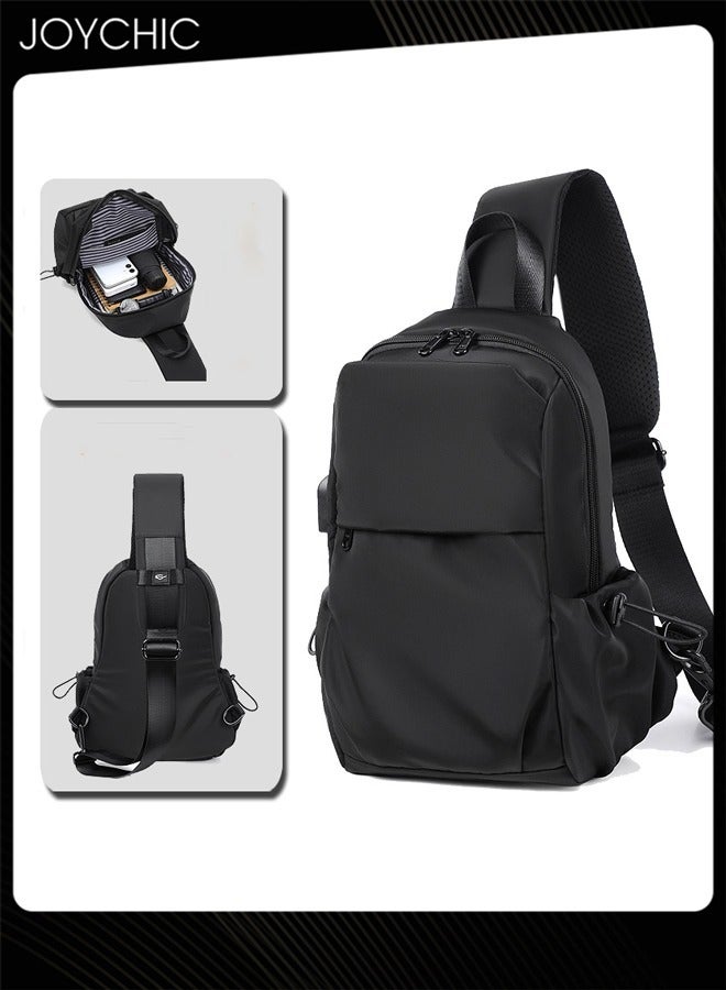 Joychic حقيبة صدر للرجال حقيبة عابرة للجسم حقيبة رياضية خارجية حقيبة صدر للسفر حقيبة عمل مقاومة للماء حقيبة ظهر سوداء - Image 1