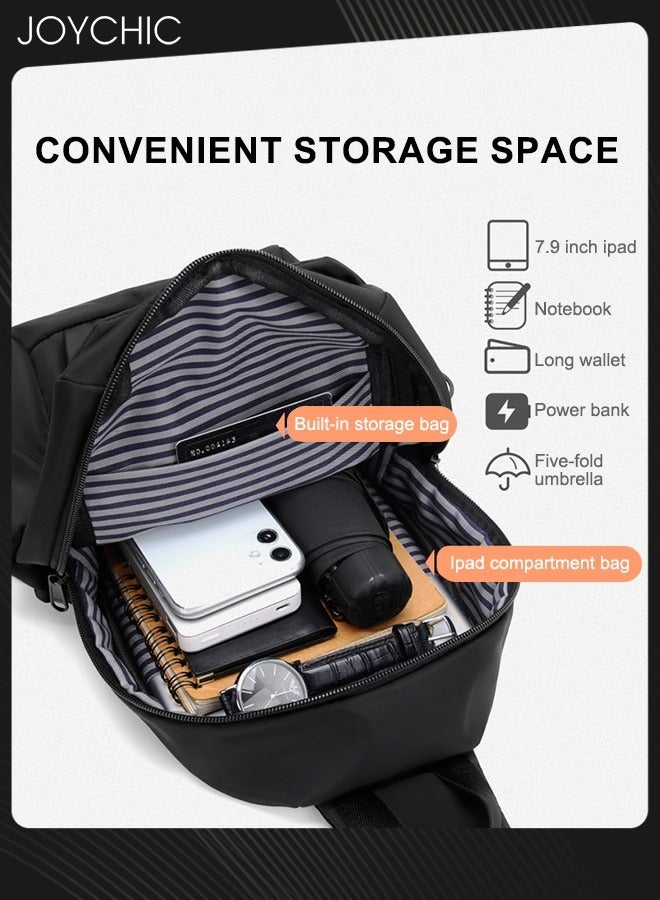 Joychic حقيبة صدر للرجال حقيبة عابرة للجسم حقيبة رياضية خارجية حقيبة صدر للسفر حقيبة عمل مقاومة للماء حقيبة ظهر سوداء - Image 2