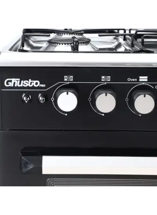 UNIONAIRE Gas hob, 5 burners, safety oven and grill, 60/90 cm, stainless steel/black, with fan, 2 knobs for oven and grill - Gusto - Image 2