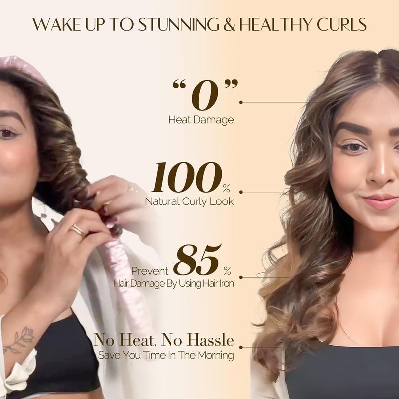 Yanibest Satin Heatless Curler Set  Overnight Hair Curler to Sleep in  No Heat Heatless Curl with Scrunchies and Clip Green - Image 4