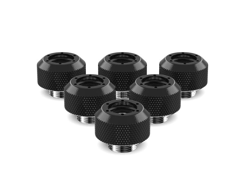 PrimoChill 1/2in. Rigid RevolverSX Series Fitting - 6 Pack - Satin Black - Image 1