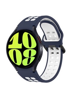 Replacement Strap For Samsung Galaxy Watch 6 44mm Two-Color Breathable Silicone Watch Band Midnight Blue + White