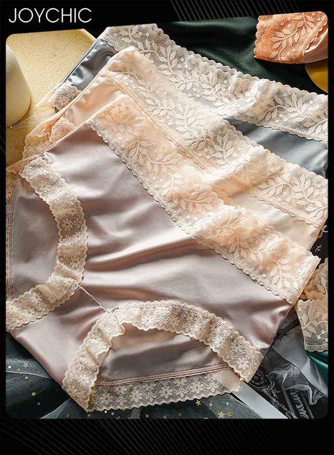 Joychic سروال داخلي نسائي متوسط الخصر 3 قطع صديق للبشرة سريع الجفاف قابل للتنفس رقيق مرن دانتيل بدون آثار مضاد للبكتيريا متعدد الألوان - Image 1