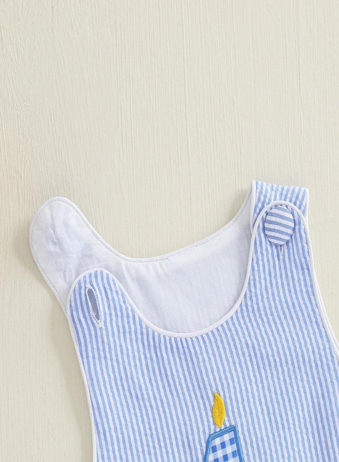 Socutebabe ملابس عيد ميلادي الأول، ملابس طفل رضيع عمره سنة واحدة، قميص بدون أكمام، بذلة قطعة واحدة، ملابس لطيفة (لون أزرق فاتح، 12-18 شهرًا) - Image 3