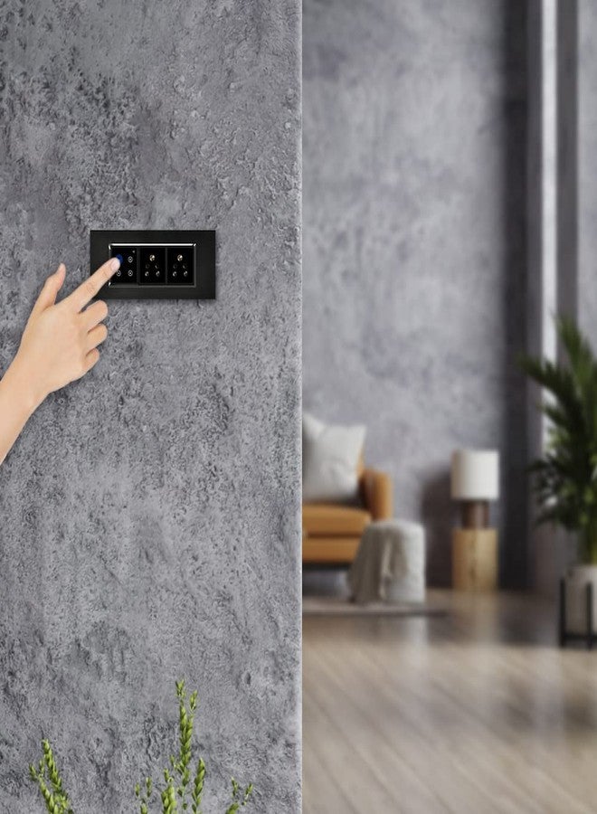 LECCY & GENESIS L&G 6 Modular Smart Switch Board | 2 Smart Switch Control, 2 Socket | Compatible with Alexa, OK Google & SIRI Shortcut) (Size: 6M- 220 x 90 x 45 mm) (Black) - Image 4