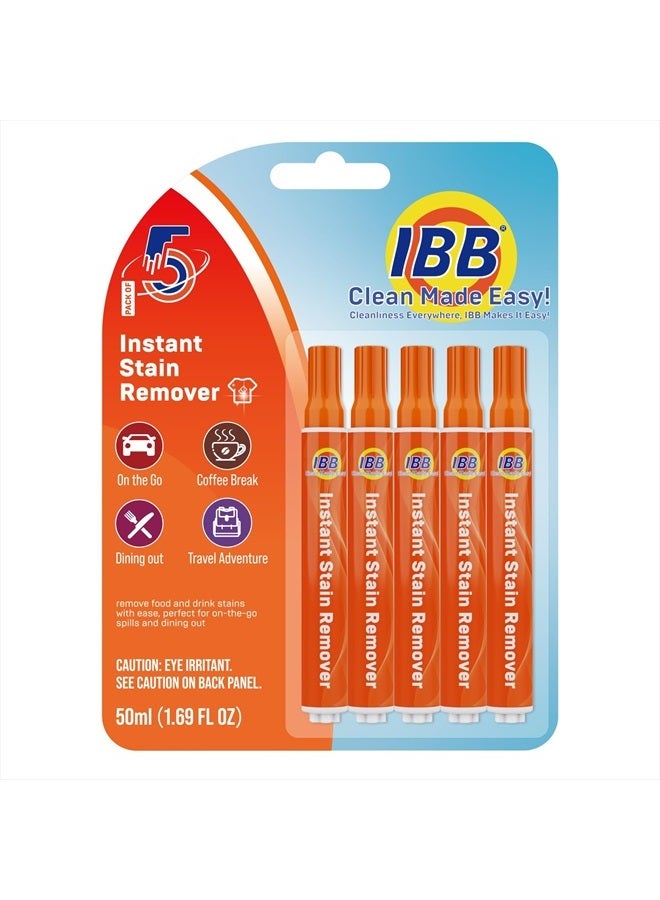 IBB Powerful Stain Remover for Clothes, Instant Spot Cleaning for All Laundry Tough Stains, Travel-Friendly & Portable Stain Remover Pen, Effective Stain Sticks, 5 Count - Image 1