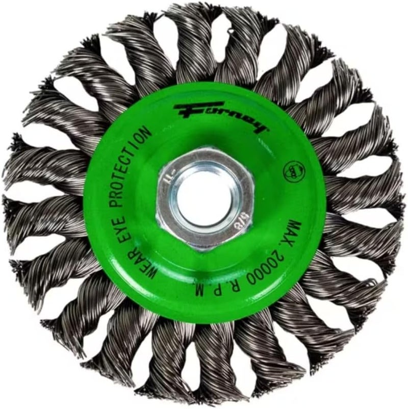 Forney 72759 4-Inch x .020 x 5/8-11 Knot Wire Wheel for Heavy-Duty Cleaning - Image 1