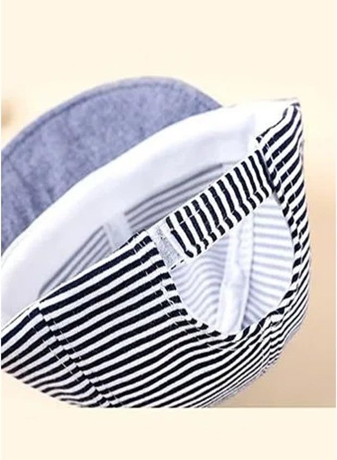 EvoNest Kids Cap | Navy Blue Striped Baby Summer Cap - Breathable & Stylish Sunshade Protection Hat for 6-24 Months Kids (Navy Blue) - Image 3