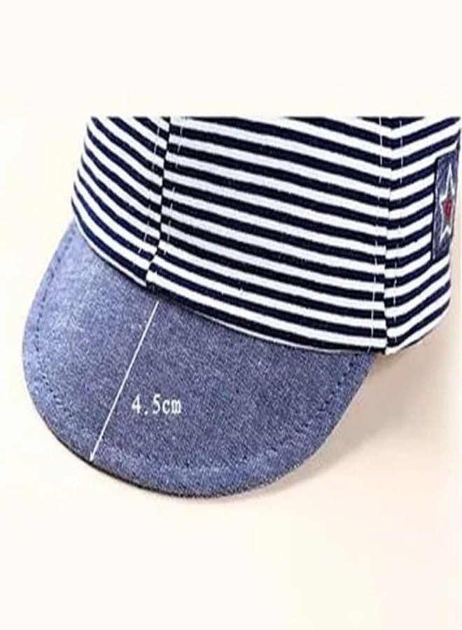 EvoNest Kids Cap | Navy Blue Striped Baby Summer Cap - Breathable & Stylish Sunshade Protection Hat for 6-24 Months Kids (Navy Blue) - Image 2