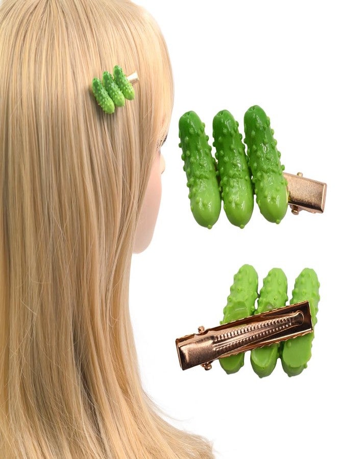 Ynxee 5 Pairs Funny Simulated Vegetable Shape Hair Clips Red Pepper, Garlic, Carrot, Pistachio, Cucumber Women Girls Hair Accessories, 2 inch - Image 4