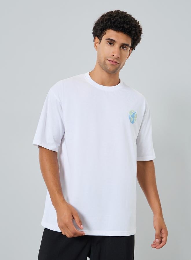 Styli Men White Oversized Graphic Print T-Shirt - Image 1