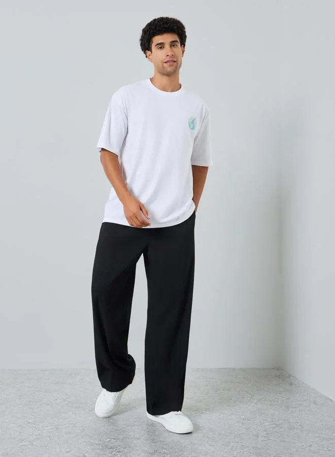 Styli Men White Oversized Graphic Print T-Shirt