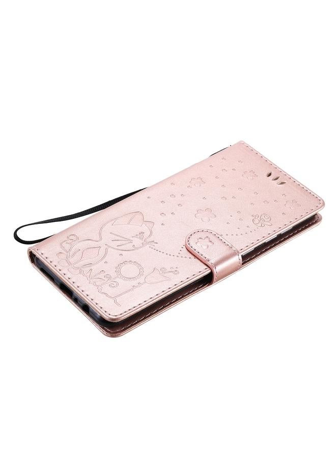 اس-توب جراب لهاتف Samsung Galaxy A21 بنقش نحلة القط، جراب جلدي أفقي مقاوم للصدمات مع حامل وفتحات للبطاقات ومحفظة - Image 5