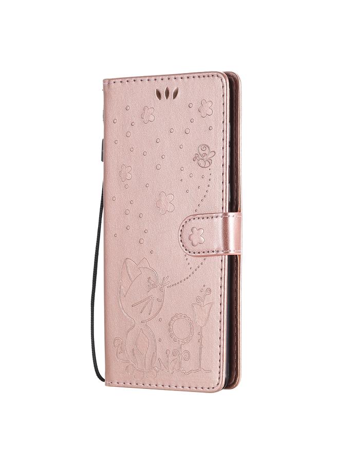 اس-توب جراب لهاتف Samsung Galaxy A21 بنقش نحلة القط، جراب جلدي أفقي مقاوم للصدمات مع حامل وفتحات للبطاقات ومحفظة - Image 2