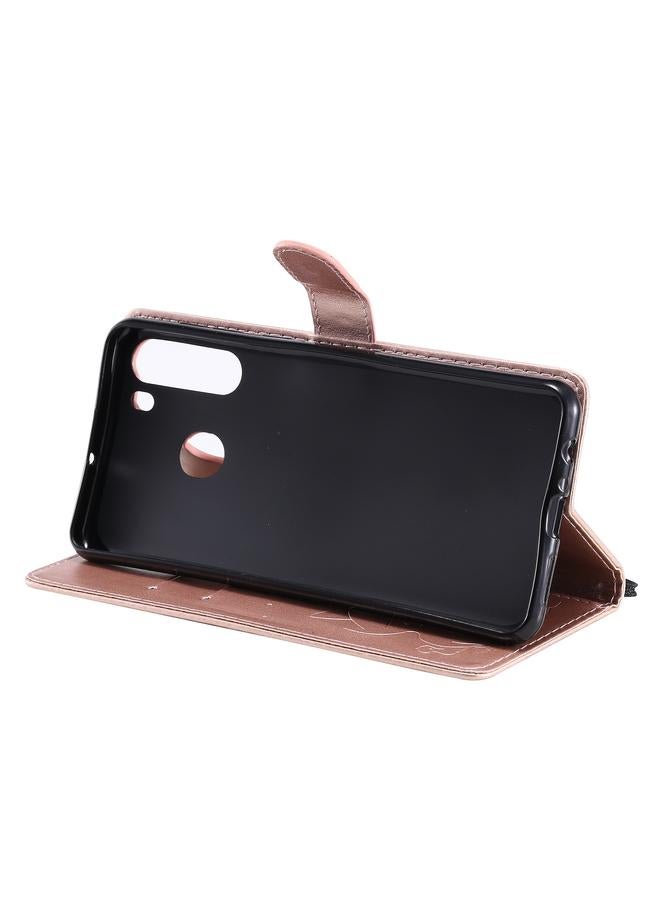 اس-توب جراب لهاتف Samsung Galaxy A21 بنقش نحلة القط، جراب جلدي أفقي مقاوم للصدمات مع حامل وفتحات للبطاقات ومحفظة - Image 4