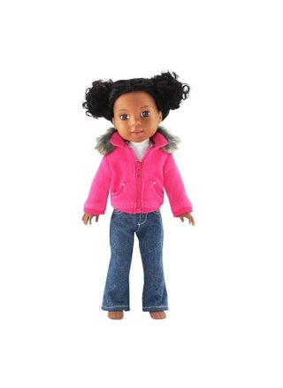 14 Inch Doll Clothes Clothing Accessory ; 3 Pc Faux Fur Collar 14" Doll Coat Jacket Outfit With White Tshirt Tee And Blue Jeans ; Compatible With 14.5" Hardbodied Wellie Wishers Dolls - pzsku/Z7E44B37D4016CD873219Z/45/_/1688536670/3b98d6bd-9170-4167-8fd6-15087ab2f43a