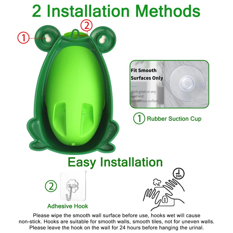 AOMOMO Toddler Urinal for Boys, Frog Potty Training Toilet with Spinning Target, Ages 1-6 (Green) - Image 3