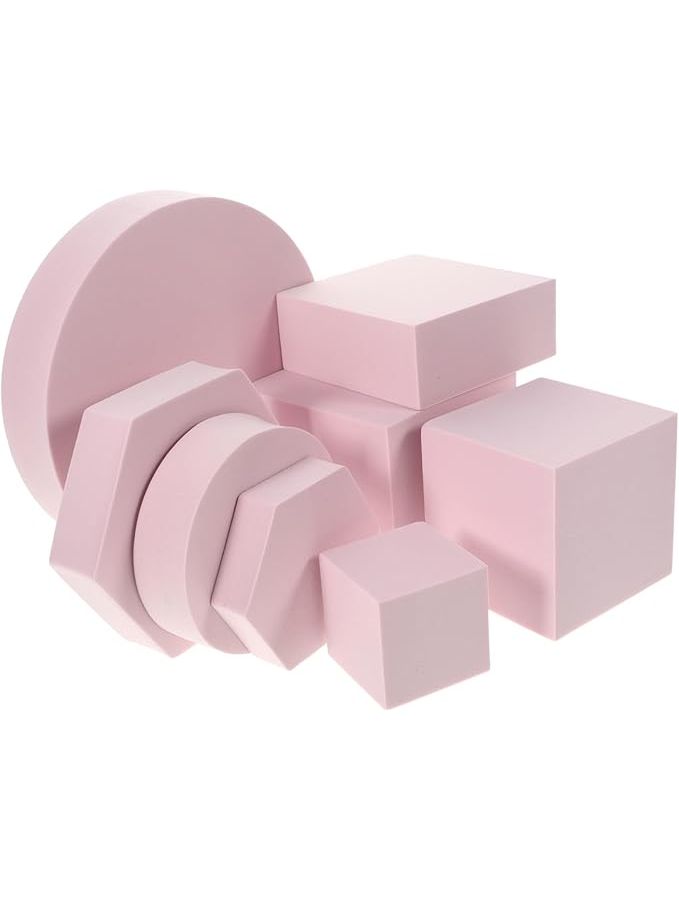 8pc Pink Geometric Photo Cube Props for Jewelry and Cosmetics Photography - Image 1