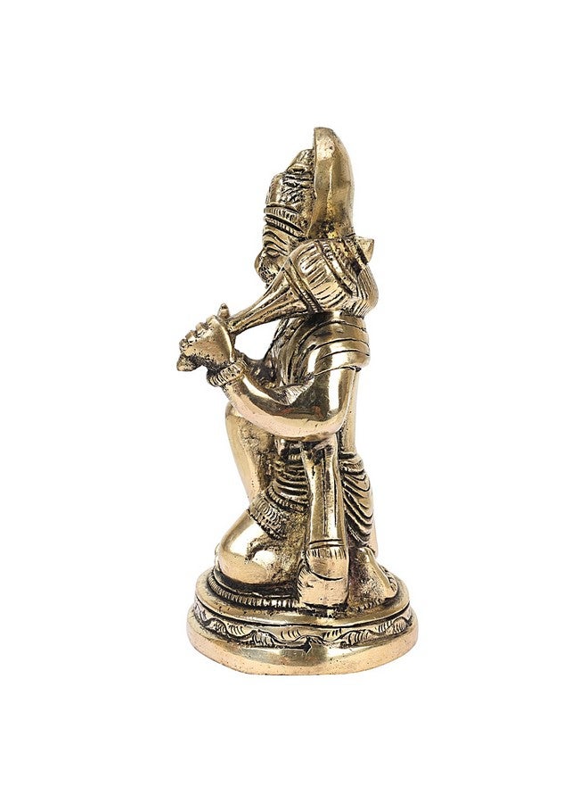 APKO Brass Hanuman Statue Sitting in Blessing Posture with Gada Idol Decorative Showpiece Handcrafted Hanuman Ji Murti for Home Office and Gifting Purpose Sculpture 6 Inches - Image 4