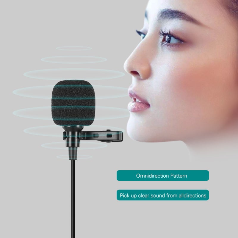 Lapel Clip-On Microphone: Black USB Interface, Highly Sensitive Condenser Mic - Noise-Reducing Foam Windscreen, Portable Storage Pouch for Computers Laptops - Image 5