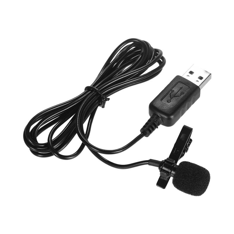 Lapel Clip-On Microphone: Black USB Interface, Highly Sensitive Condenser Mic - Noise-Reducing Foam Windscreen, Portable Storage Pouch for Computers Laptops - Image 1