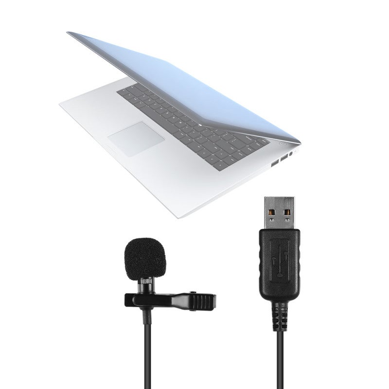 Lapel Clip-On Microphone: Black USB Interface, Highly Sensitive Condenser Mic - Noise-Reducing Foam Windscreen, Portable Storage Pouch for Computers Laptops - Image 3