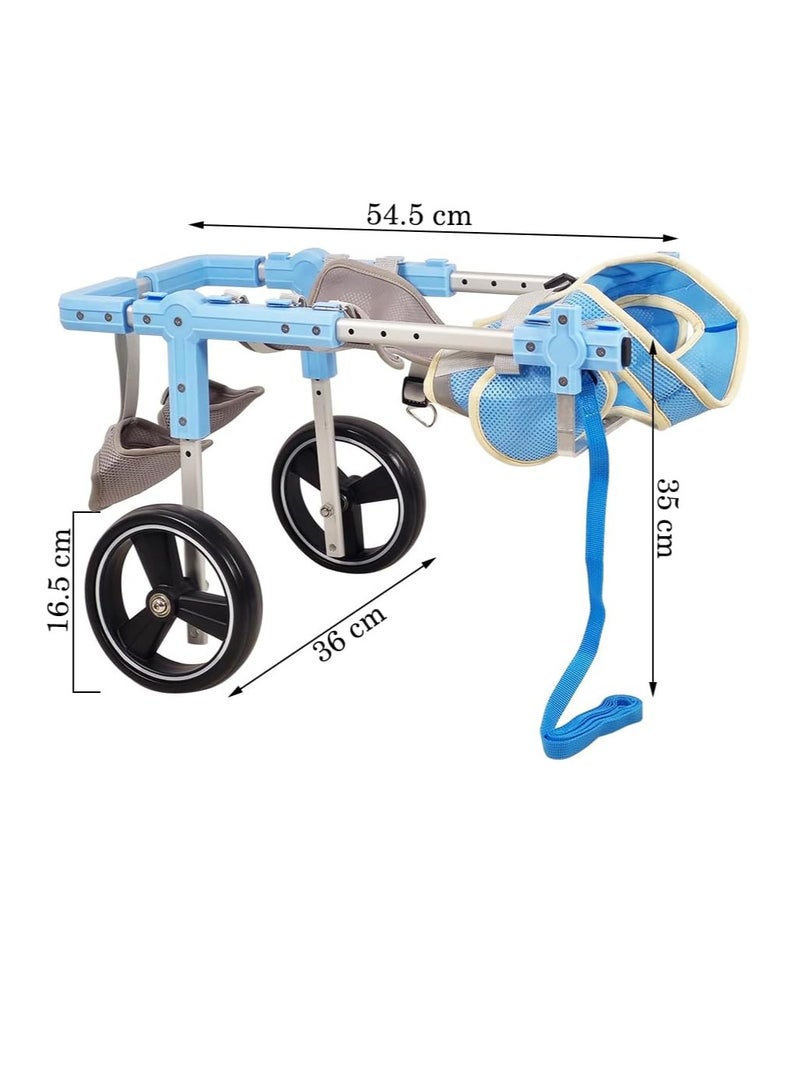 NNC PETS Pet Wheelchair with Adjustable, Durable & Comfortable, Pet mobility with two wheels support, Hind leg, Harness, and Abdominal support, Small to Large pets and Aluminum Alloy 54.5 cm (Blue) - Image 2