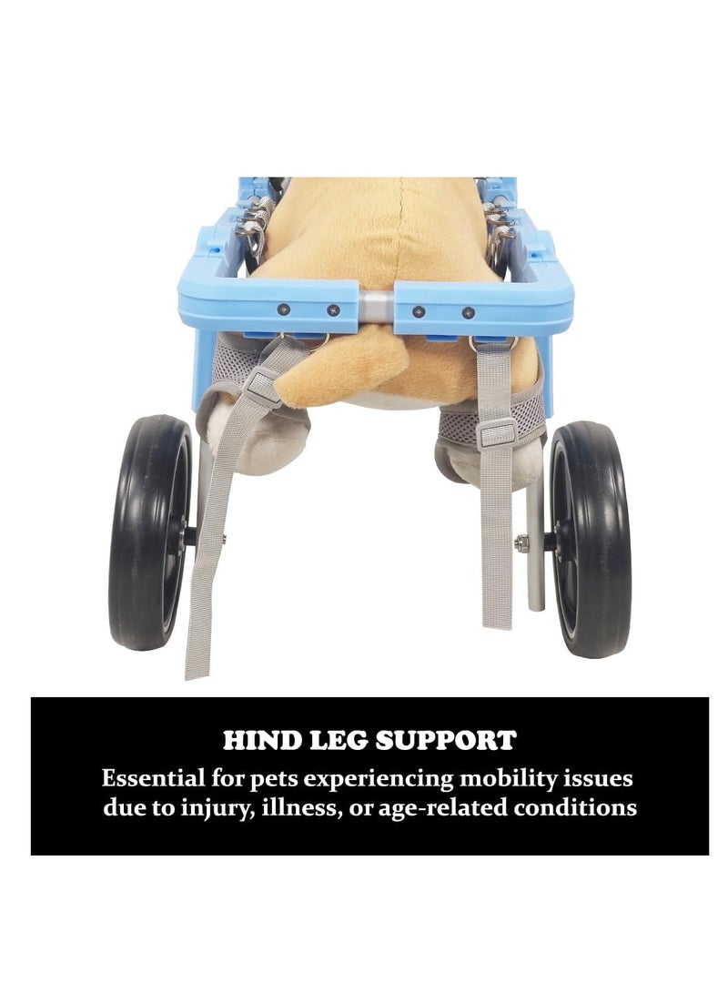 NNC PETS Pet Wheelchair with Adjustable, Durable & Comfortable, Pet mobility with two wheels support, Hind leg, Harness, and Abdominal support, Small to Large pets and Aluminum Alloy 54.5 cm (Blue) - Image 4