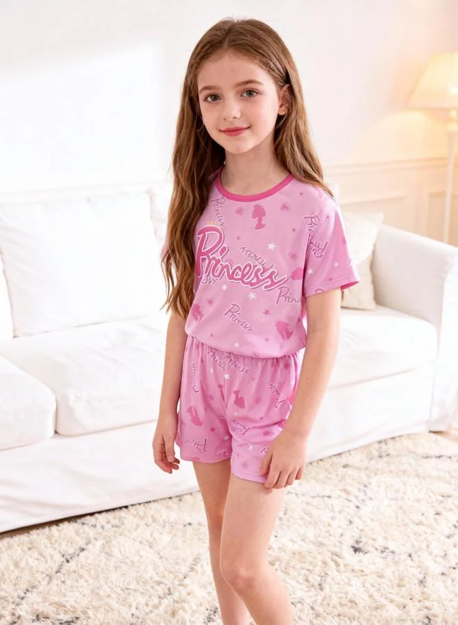 تايك تو مجموعة من بيجاما شورت وتيشيرت بطبعة أميرة
