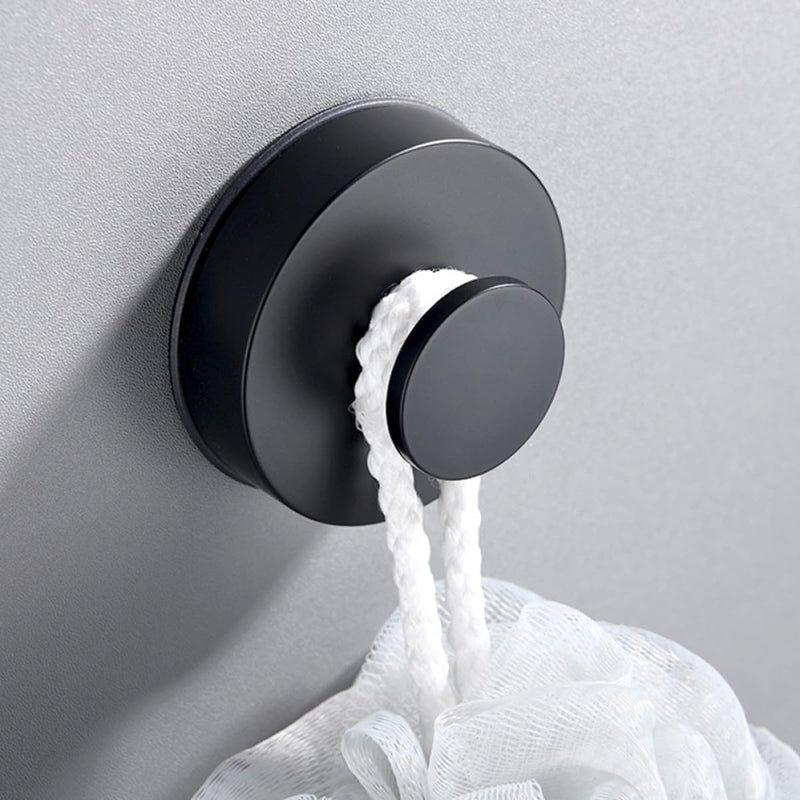 DECHOUS Black Sucker Wall Hooks, Seamless No-Drill Matte Black Plastic Hangers, Strong Suction Cups for Bathroom Kitchen Home Organization - Image 5