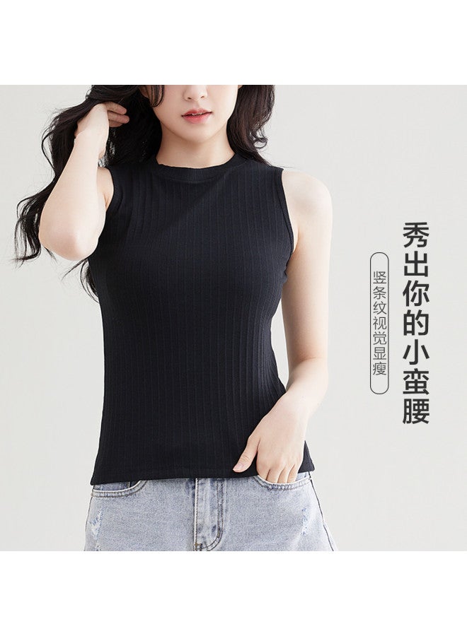 Red Bean 2-Pack Vertical Stripe Tank Tops For Women - Slim-Fit Mid-Neck Sleeveless Vests, Wearable As Outerwear - Image 5